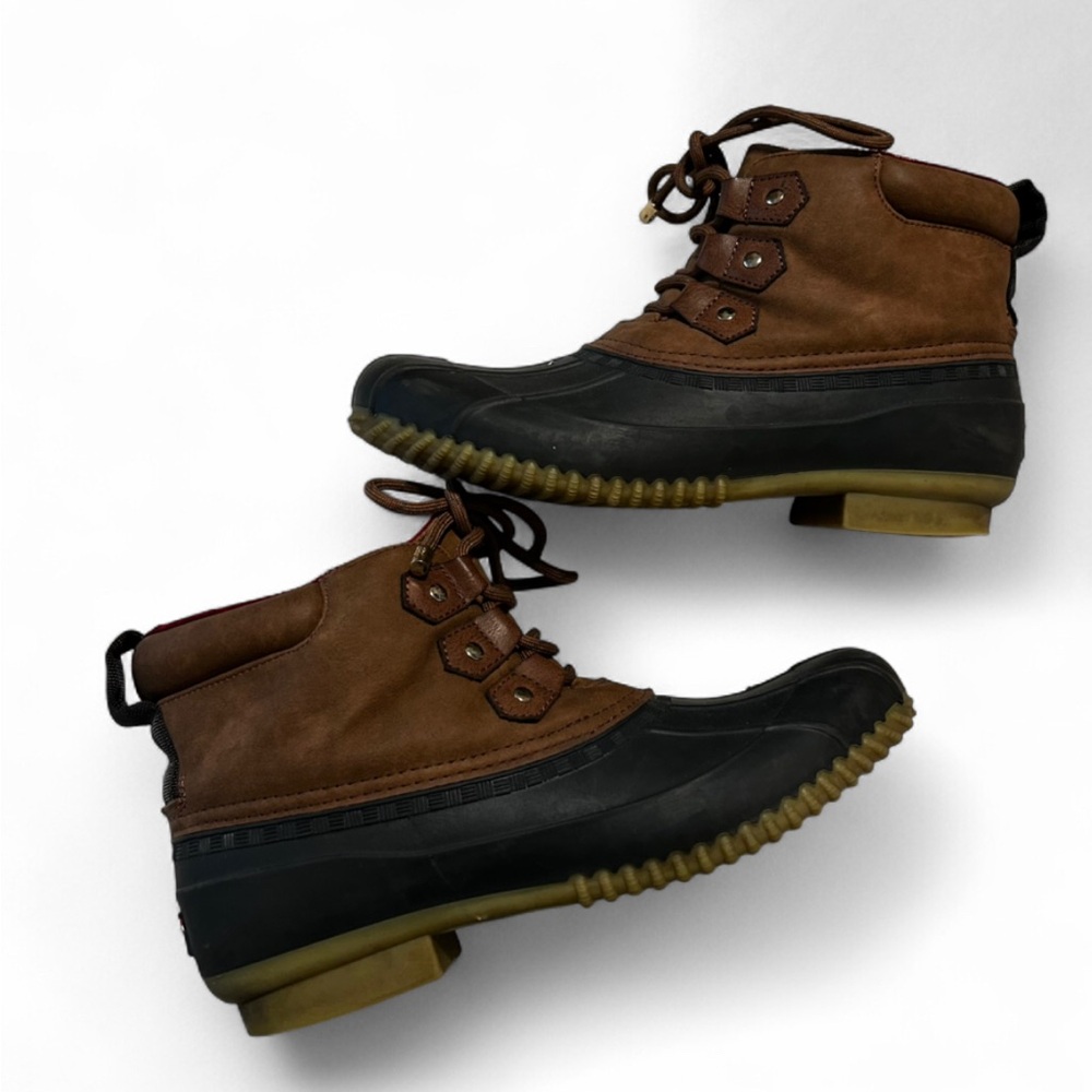 Tommy Hilfiger Brown and Black Winter Boots Sz 8 Lace Up Snow Stylish Everyday